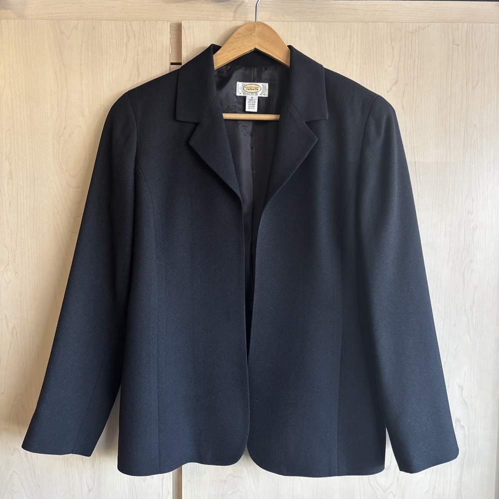 Talbots Womens Black Size 6 100% Wool Blazer No Button Business Coat Vintage USA